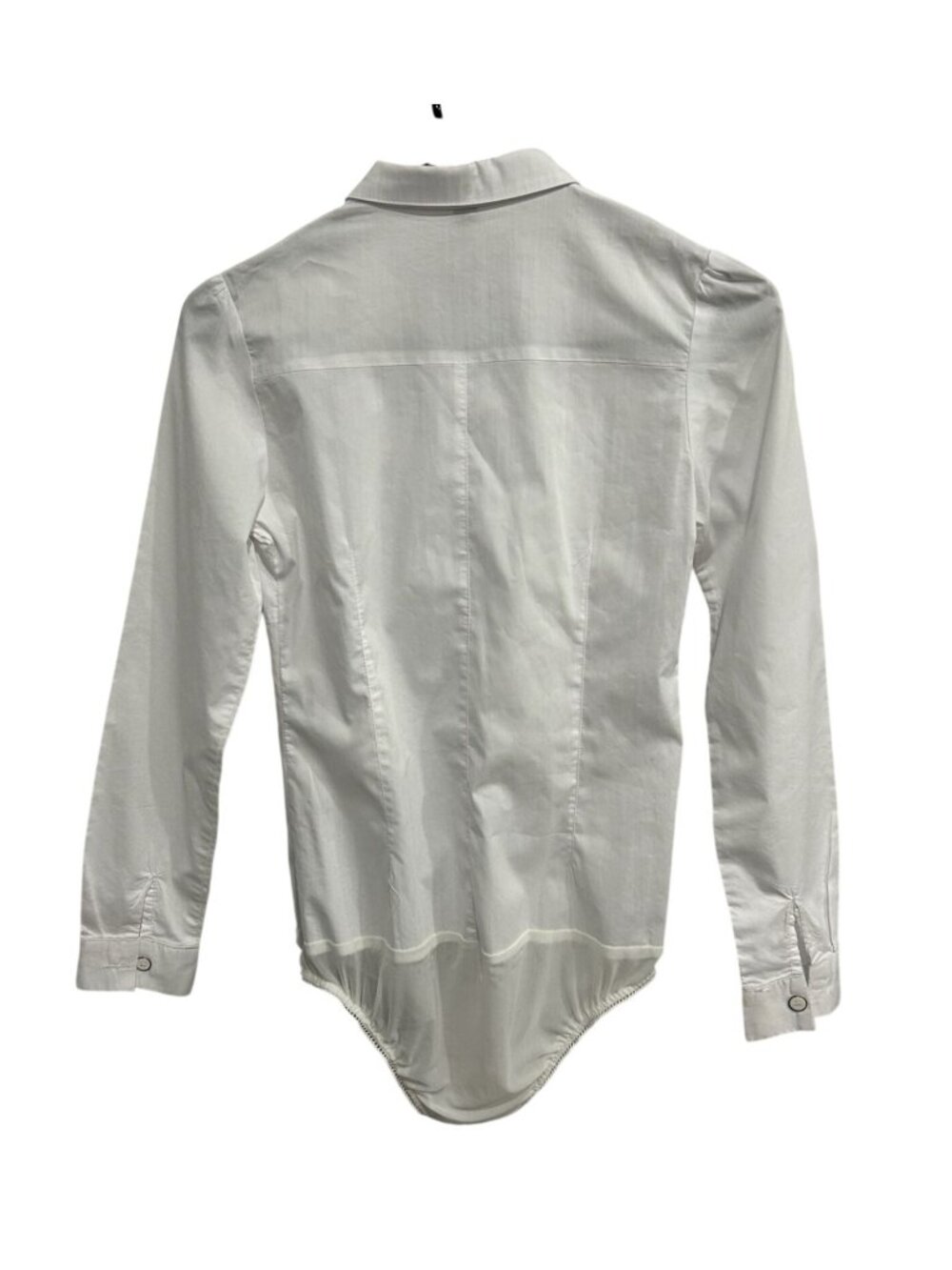 Koja Medium White Long Sleeve Tuxedo Button Down Bodysuit Pintuck Retro - Picture 2 of 12